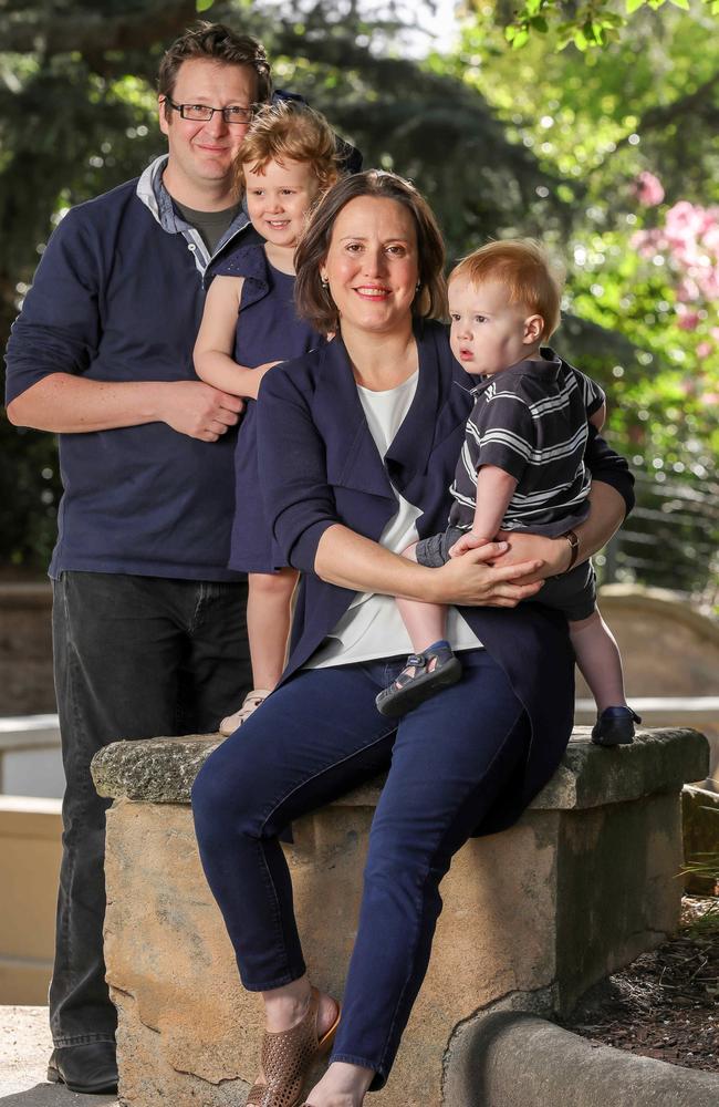 Kelly O'Dwyer with her husband Jon, Olivia, 3 and Edward, 1. Picture: Tim Carrafa