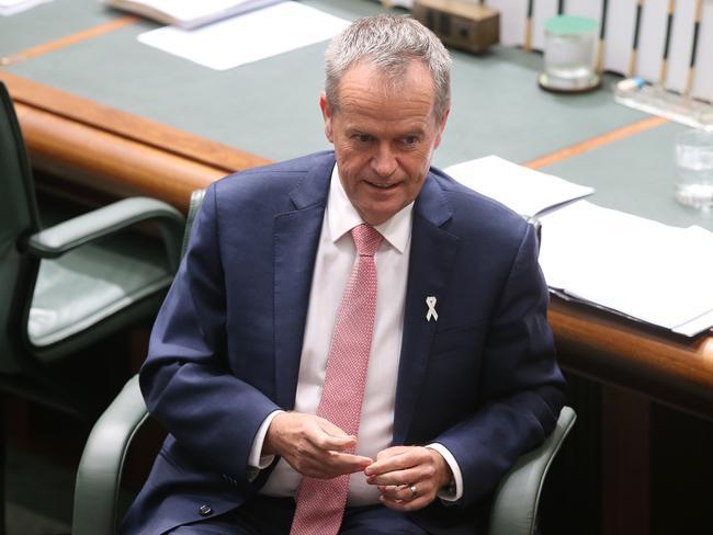 Opposition Leader Bill Shorten in Question Time in the House of Representatives Chamber, at Parliament House in Canberra. Picture: Kym Smith