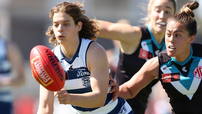 Nina Morrison was everywhere against the Power. Picture: Sarah Reed/AFL Photos via Getty Images