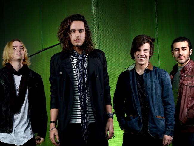 Music group Little Sea in Melbourne to promote new single. (L-R) Andy, Dylan, Oliver and Leighton. Picture: Tony Gough