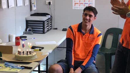 Christopher Cassaniti celebrates his 18th birthday with a cake at work just days ago