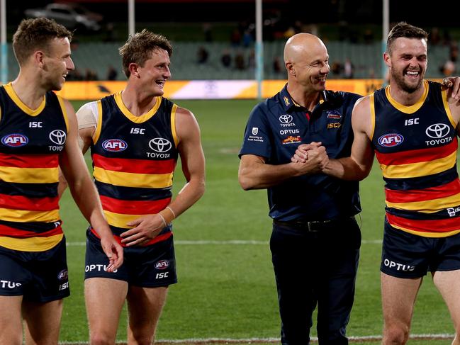 Brodie Smith, Matt Crouch, Matthew Nicks and Brad Crouch enjoy their second win of the season.