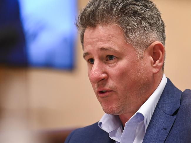 CANBERRA, AUSTRALIA, NewsWire Photos. FEBRUARY 23, 2024: Mike Sneesby, Chief Executive Officer, Nine Entertainment appears before a Public Hearing of The Communications Legislation Amendment (Prominence and Anti-siphoning) Bill at Parliament House in Canberra. Picture: NCA NewsWire / Martin Ollman