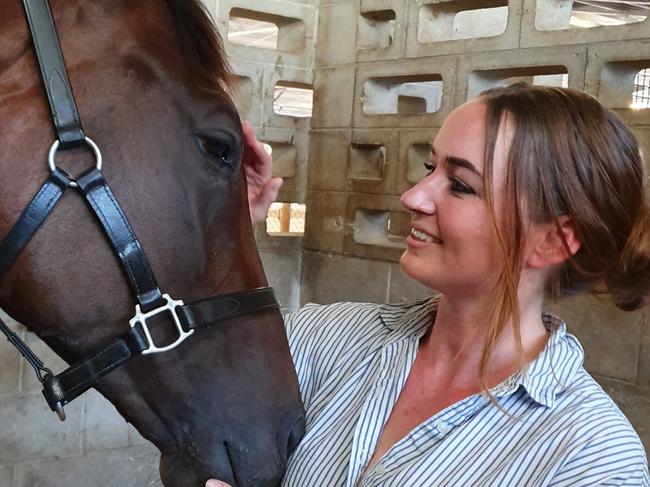 Gold Coast trainer Angela Plumb with horse All Good Millo. Picture: Supplied.