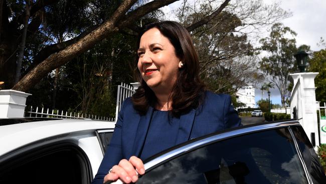 Premier Annastacia Palaszczuk leaves Government House after meeting with Queensland Governor Paul de Jersey to issue the writs and kick off the election campaign. Picture: Dan Peled