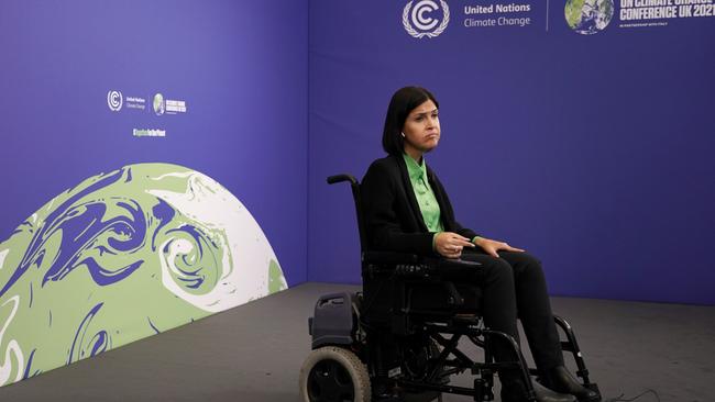 Israel’s Energy Minister Karine Elharrar was left stranded in her wheelchair. Picture: Getty