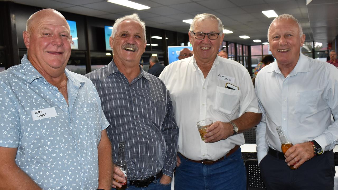 Mark Crear, Bill Cumming, Peter Hall and Peter Hogan at Norths Chargers' centenary celebrations at the Rockhampton Jockey Club on October 2, 2021.