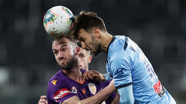 Action in Sydney FC’s win over Glory at Bankwest Stadium.