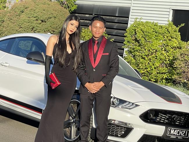 Nathaniel Lutero and Genevieve Turner arrive at the formal.