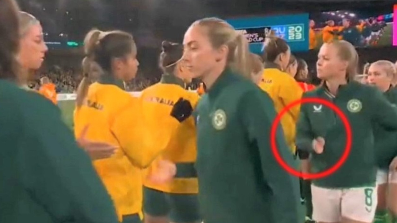 Ruesha Littlejohn appeared to pull her hand away from Caitlin Foord. Picture: TikTok.