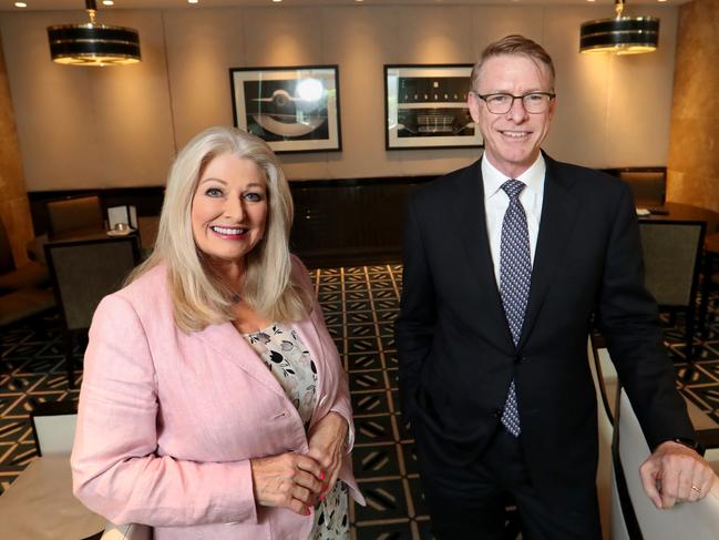 24/01/2020 Crown Resorts new Chair Helen Coonan  with new CEO  Ken Barton in the Crystal Club at Crown, Melbourne.David Geraghty / The Australian.
