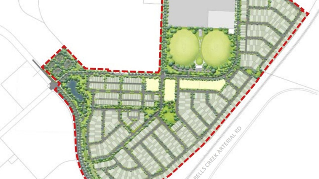 Aerial map of Stockland Aura's proposed sub-precinct 18.1 at Gagalba. Photo: Stockland Aura/Urbis