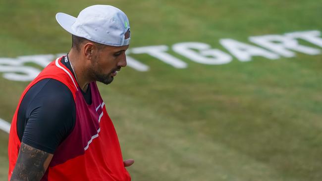 Nick Kyrgios is still bothered by a knee injury. Picture: Cristian Kaspar-Bartke/Getty Images