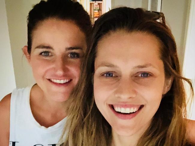 Melbourne Cup winning jockey Michelle Payne and the actor playing her, Teresa Palmer. Picture: Instagram