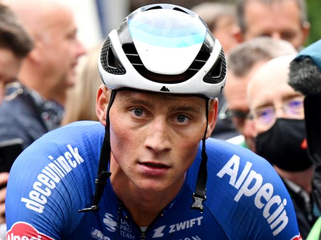 NAMUR, BELGIUM - SEPTEMBER 14: Mathieu Van Der Poel of Netherlands and Team Alpecin-Deceuninck celebrates winning during the 62nd Grand Prix de Wallonie 2022 a 199,7km one day race from Blegny to Citadelle de Namur / #GrandPrixdeWallonie22 / on September 14, 2022 in Namur, Belgium. (Photo by Luc Claessen/Getty Images)