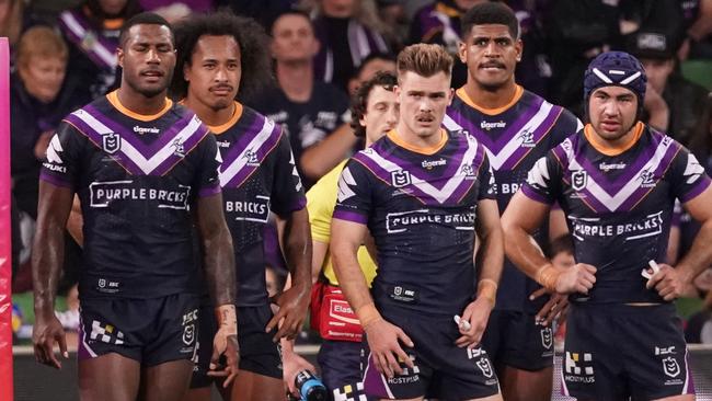 Storm were left stunned by the Raiders in Melbourne. Picture: AAP