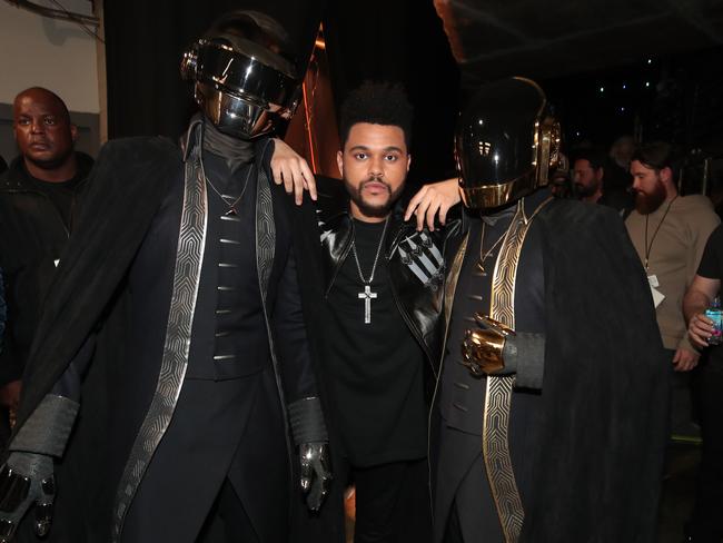 Daft Punk and The Weeknd attend The 59th GRAMMY Awards at STAPLES Center on February 12, 2017 in Los Angeles, California. Picture: Getty
