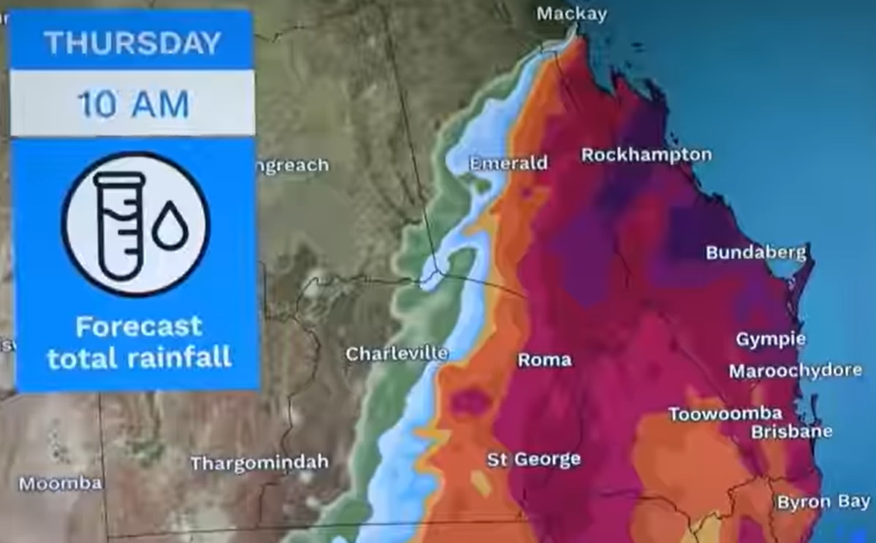 Falls of 100 to 200mm are expected across Wednesday.