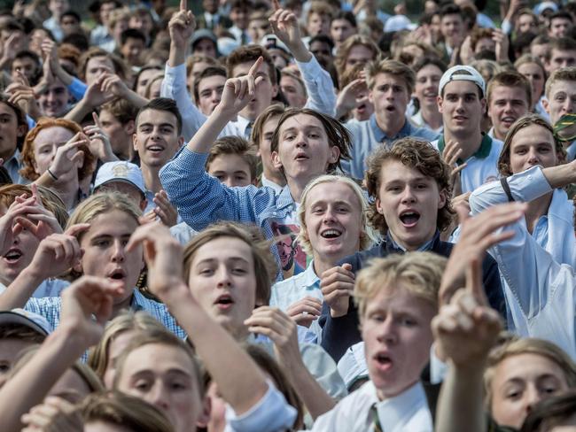 Trinity Grammar students protest over the sacking of deputy. headmaster Rohan Brown. Picture: Jake Nowakowski