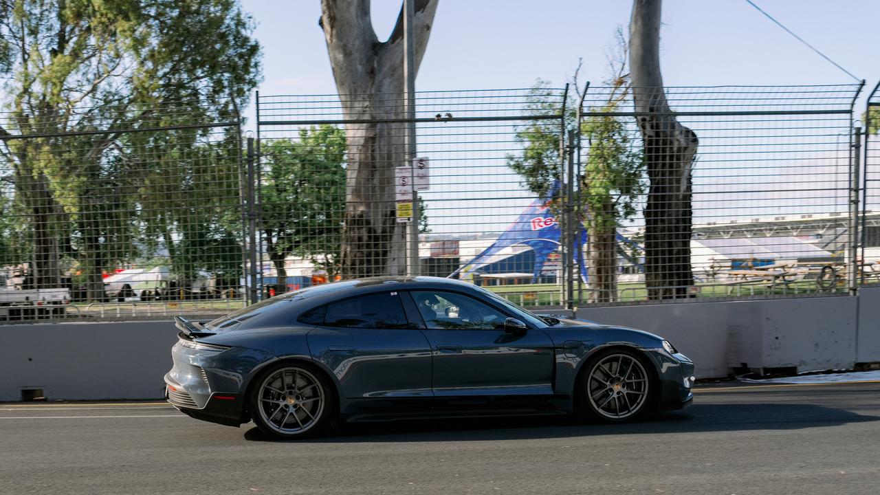 Porsche's Taycan Turbo GT at the Adelaide 500. Picture: Brey Fuentes Films