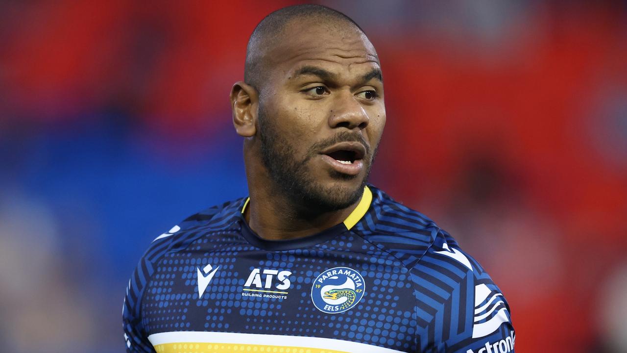 NEWCASTLE, AUSTRALIA - JUNE 29: Maika Sivo of the Eels warms up prior to the round 17 NRL match between Newcastle Knights and Parramatta Eels at McDonald Jones Stadium, on June 29, 2024, in Newcastle, Australia. (Photo by Scott Gardiner/Getty Images)