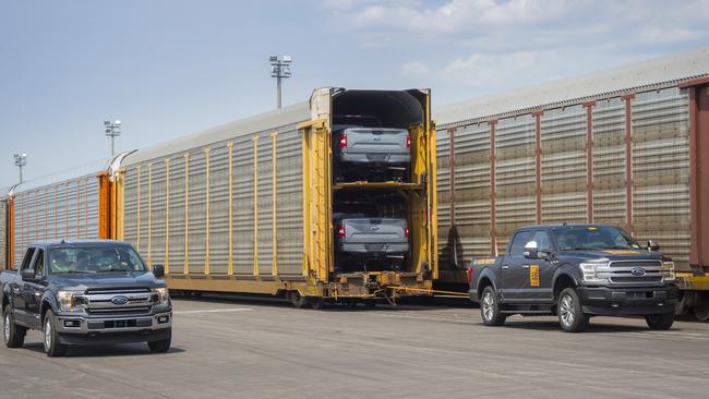 An all-electric Ford F-150 prototype during a tow test.