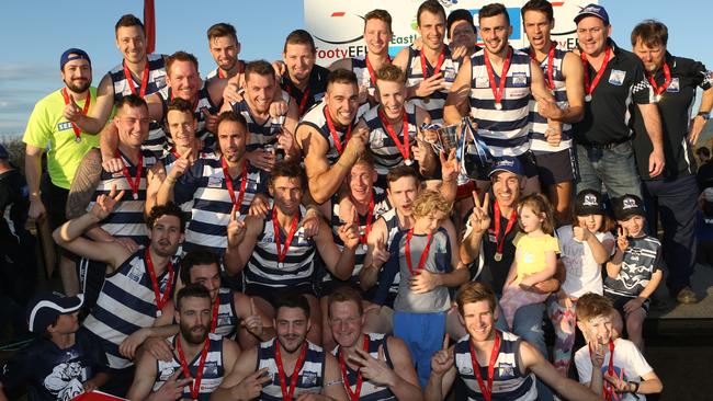 Doncaster celebrate its 2015 premiership. Picture: Stuart Milligan