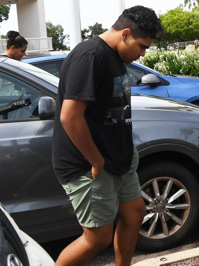 Nightcliff Tigers player Kian Wise leaves court after being granted bail following a late night brawl on Mitchell St on Christmas Eve.