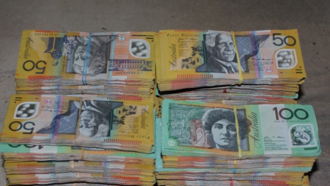 Cash seized by Sunshine Coast detectives in 2016 as part of Operation Oscar Octave.