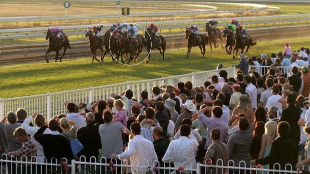 Gumnuts winning the last race at the inaugural Hawkesbury stand-alone meeting in front of a big crowd in 2006.
