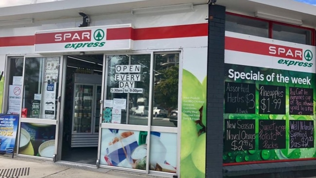 The Broadbeach SPAR Express where Logan youths allegedly smashed the front window twice in a month.