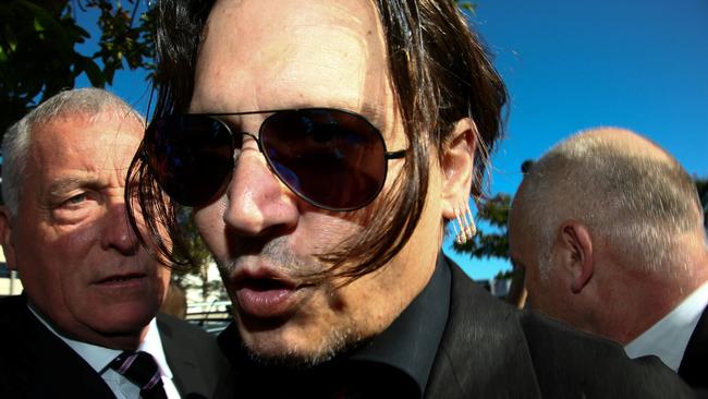 Johnny Depp arrives at court on the Gold Coast. Picture: AFP