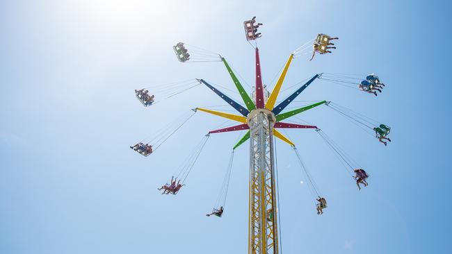 Sea World's latest Gold Coast attraction the "Sky Flyer" a 33 metre swing giving guests breathtaking views of the park and the Broadwater. Photo: Supplied