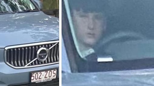 A picture of a baby-faced thief alongside the car he allegedly stole has been posted on a community Facebook page.