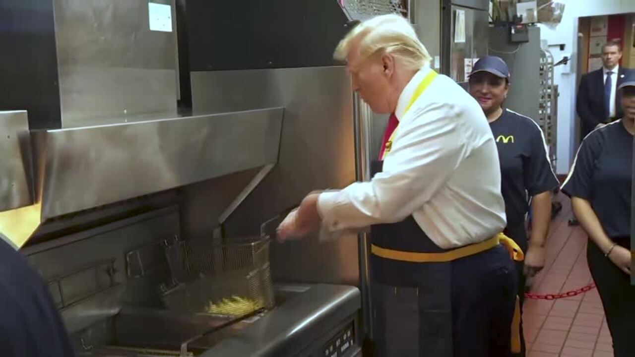 Trump makes fries, works drive-thru window at McDonald's