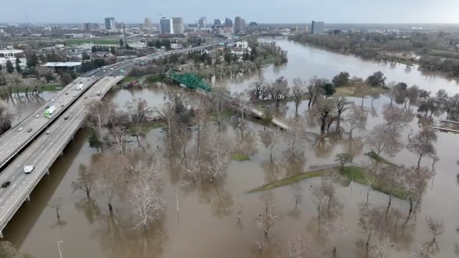 Drone footage shows Sacramento flooding amid continuing California ...