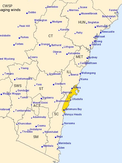 A severe weather warning has been issued for parts of NSW. Picture: BoM