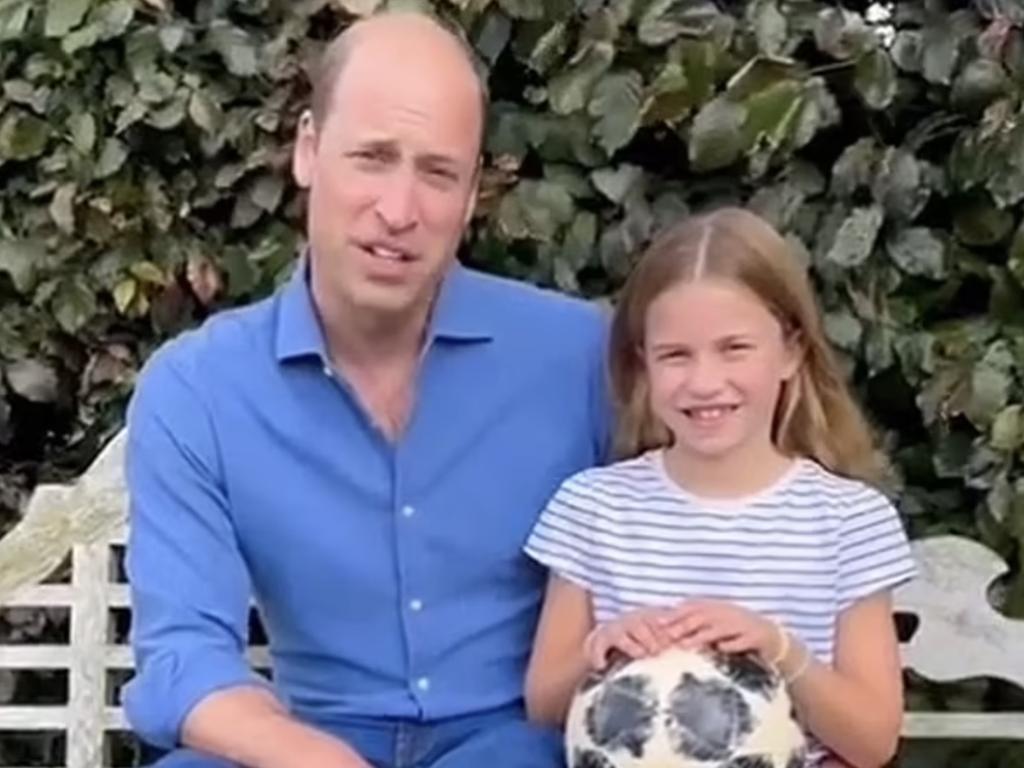 Prince William and Princess Charlotte issued a video message to the UK women's football team, apologising for not being there in person.