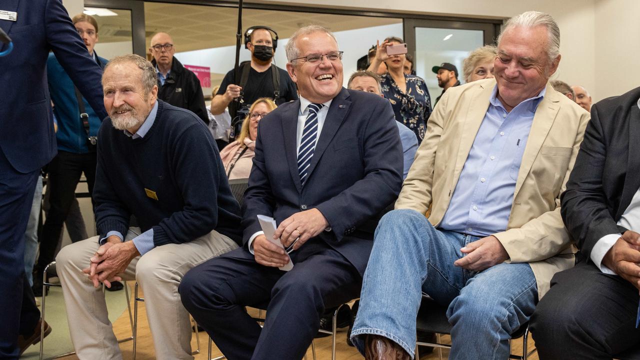 The Prime Minister inside the Beveridge Community Centre in Victoria for a campaign event. Picture: Jason Edwards