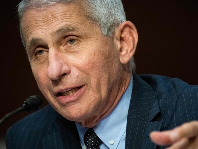 Anthony Fauci, director of the National Institute of Allergy and Infectious Diseases, speaks during a Senate Health, Education, Labor and Pensions Committee hearing. Picture: AFP.