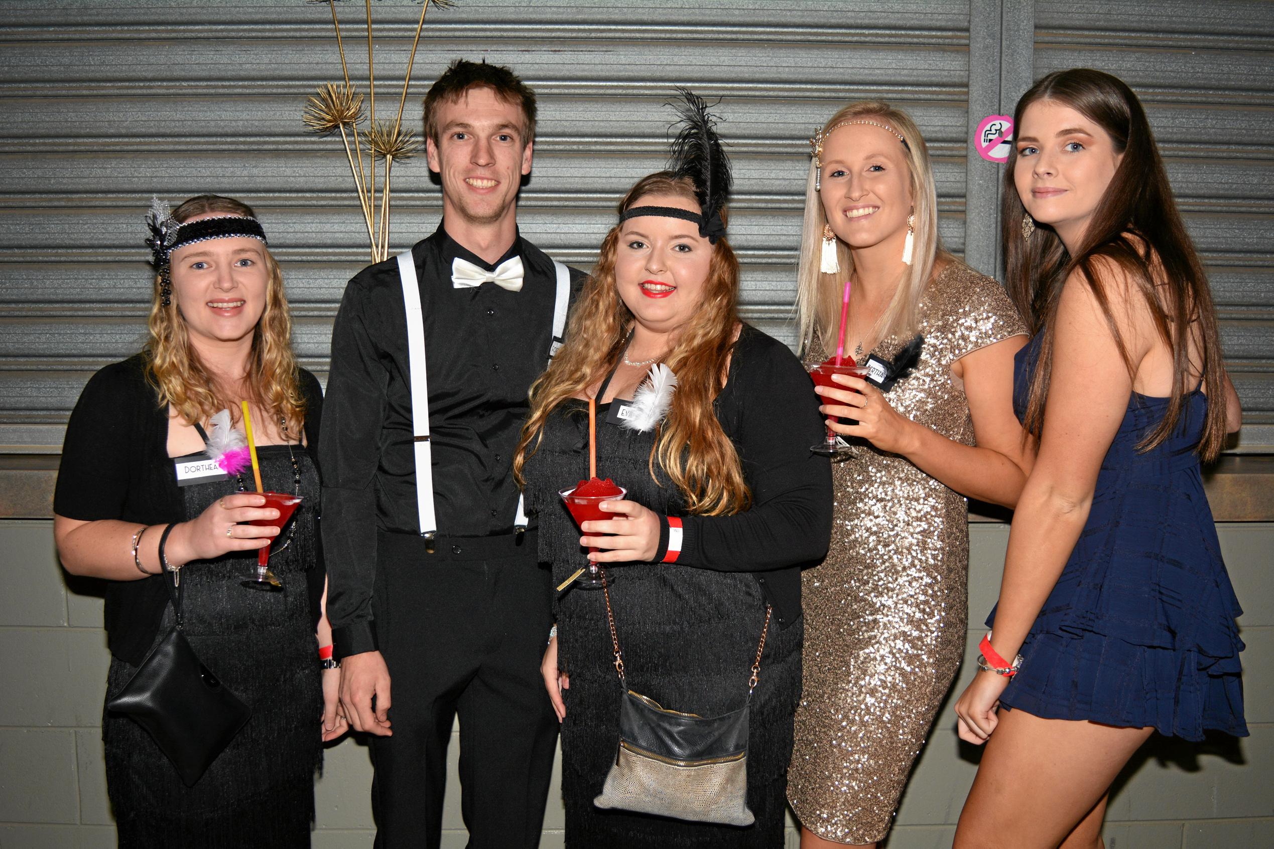 Gatton, Gatsby Fundraiser for Brooke Kirkwood, Emily Burrows, Joseph Marsden, Ashleigh Fitzgerald, Claudia Eadie, and Rachael Wood. Picture: Meg Bolton