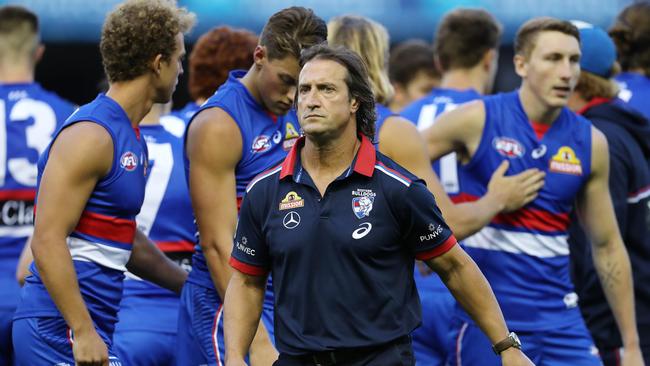 Luke Beveridge spoke to his charges during the week. Picture: Pic: Michael Klein