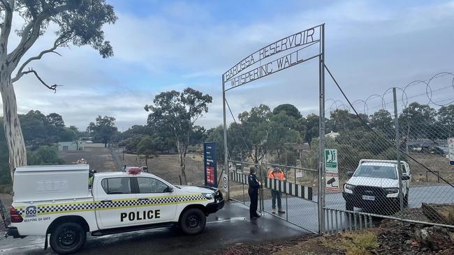 Police on scene at the Whispering Wall. Picture: Jason Katsaras