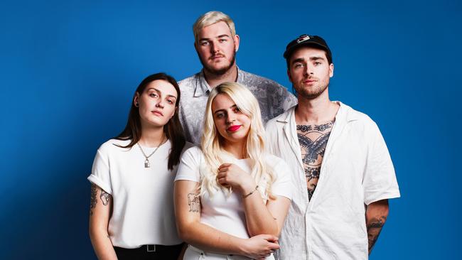 Gold Coast band Eliza &amp; The Delusionals: Ruby Lee, Ashley Martin, Eliza Klatt and Kurt Skuse. Photo: Supplied