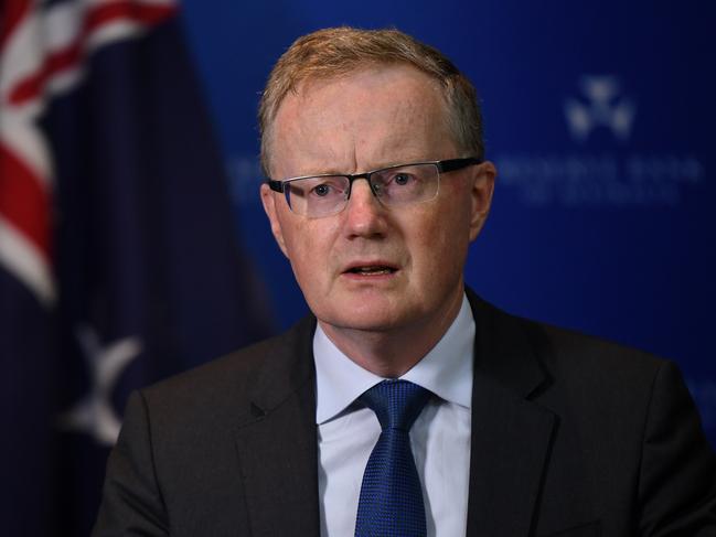 Governor of the Reserve Bank of Australia (RBA) Phillip Lowe speaks to the media during a press conference in Sydney, Tuesday, April 21, 2020. (AAP Image/Joel Carrett) NO ARCHIVING