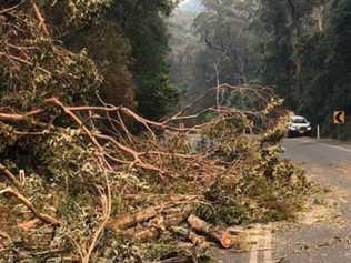 Photos of the Cunningham Highway through Cunninghams Gap from the Department of Transport and Main Roads show the damage done to the road which has caused its closure for the foreseeable future.