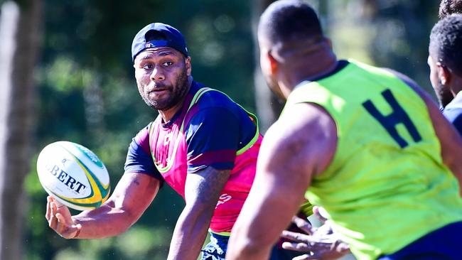 Samu Kerevi could reunite with Reds centre partner Petaia. Photo: Rugby AU Media/Stuart Walmsley