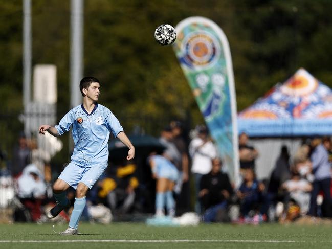 Matthew Wunsch, U14 Boys NAIDOC Cup at Lake Macquarie Regional Football Facility. Picture: Michael Gorton