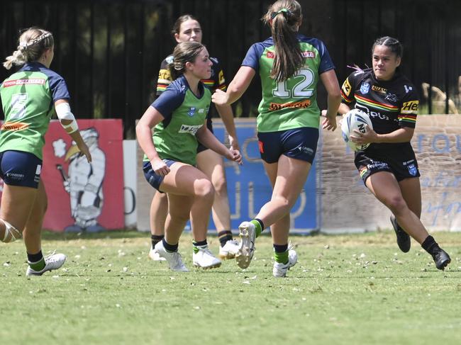 CANBERRA, AUSTRALIA, NewsWire Photos. MARCH 9, 2024: Westpac Tarsha Gale Cup - NSWRL Junior Reps Round Six Canberra Raiders vs Penrith Panthers at Raiders Belconnen in Canberra. Picture: NCA NewsWire / Martin Ollman