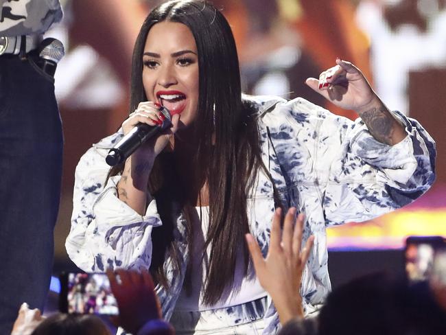 Demi Lovato was hospitalised on July 24 after being found unresponsive in her Hollywood Hills home. She had suffered a drug overdose. Picture: AP